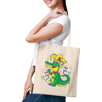Mardi Gras Crocodile Funny Alligator Jester Hat Tote Bag | Mazezy