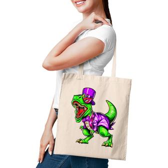 Mardi Gras Dinosaur Trex Dinorex Tote Bag | Mazezy