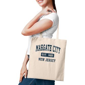 Margate City New Jersey Nj Vintage Sports Design Navy Print Tote Bag | Mazezy