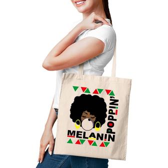 Melanin Poppin Afro Queen Cool Black History Month Tote Bag | Mazezy