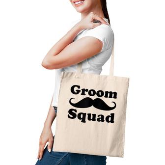 Mens Funny Groom Squad Mustache Bachelor Party Groomsman Gift Tote Bag | Mazezy
