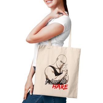 Mens I Love My Hare Bald Guy Tough Guy Tote Bag | Mazezy