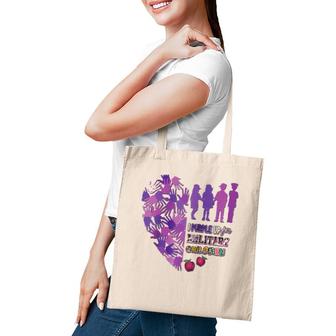 Military Child Purple Up For Military Kids Month Women Raglan Baseball Tee Tote Bag | Mazezy