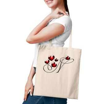 Monogram Initial Letter N Love Heart Tote Bag | Mazezy