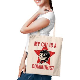 My Cat Is A Communist Vintage Funny Cat Lover Saying Tote Bag | Mazezy