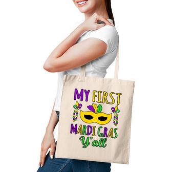 My First Mardi Gras Y'all Mardi Gras Party Holiday Graphic Tote Bag | Mazezy