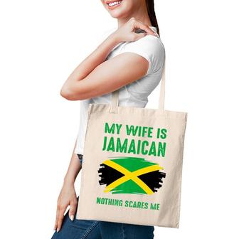 My Wife Is Jamaican Nothing Scares Me Proud Jamaica Vintage Premium Tote Bag | Mazezy