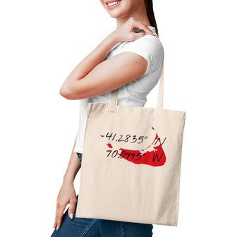 Nantucket Island Coordinates Map Tote Bag | Mazezy