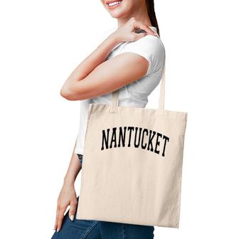 Nantucket Massachusetts Varsity Style Black Text Tote Bag | Mazezy