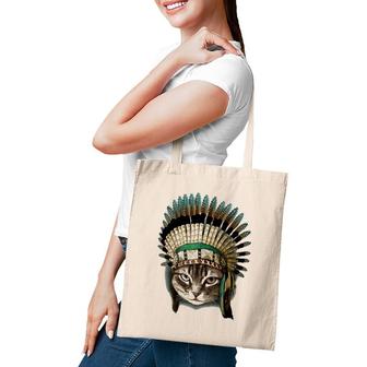 Native Indian American Cat Lover Gift Tote Bag | Mazezy
