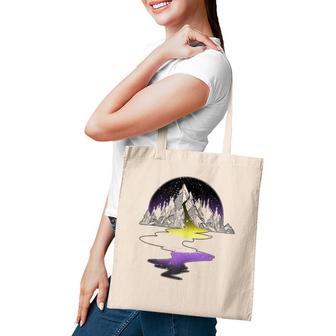 Nonbinary River Mountain Lgbt Pride With Nb Nonbinary Flag Tote Bag | Mazezy
