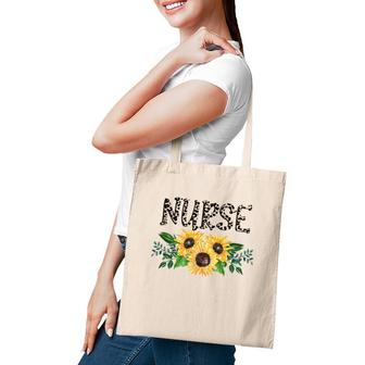 Nurse Leopard Text Sunflower Nursing Gift Tote Bag | Mazezy
