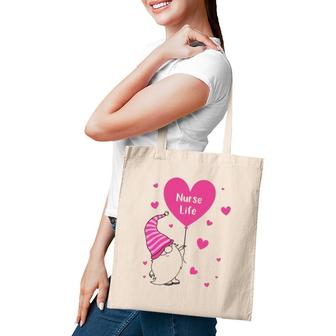 Nurse Life Gnome Pink Heart Tote Bag | Mazezy