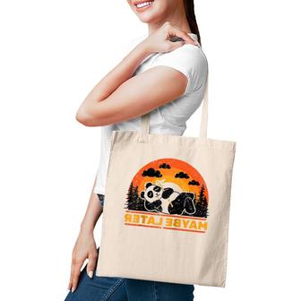 Panda - Maybe Later - Retro Vintage Funny - Animal Lover Tote Bag | Mazezy