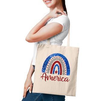 Patriotic Rainbow America Love Usa Scandinavian Rainbow Art Tote Bag | Mazezy