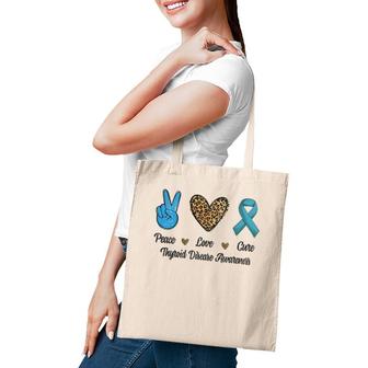 Peace Love Cure Thyroid Disease Awareness Survivor Leopard Tote Bag | Mazezy
