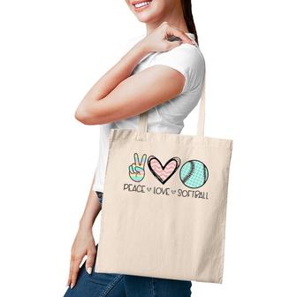Peace Love Softball Cute Design For Women Teen Girls Tote Bag | Mazezy