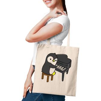 Penguin Playing Piano Pianist Gift Tote Bag | Mazezy
