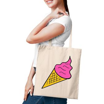 Pink Ice Cream Funny Art Print Tee Clothing Love Tote Bag | Mazezy
