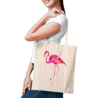 Pink Red Heart Valentine's Day Gift For Women Girls Flamingo Tote Bag | Mazezy