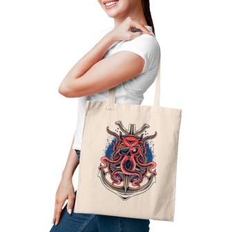 Pirate Octopus One Eyed Skull Face Caribbean Anchor Costume Tote Bag | Mazezy