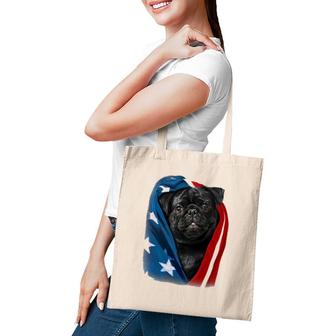 Pug Black Dog American Flag 4Th Of July Animal Patriotic Tee Tote Bag | Mazezy