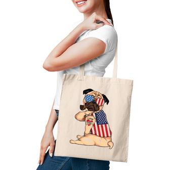 Pug Dog Merica 4Th Of July Usa American Flag Men Women Tote Bag | Mazezy