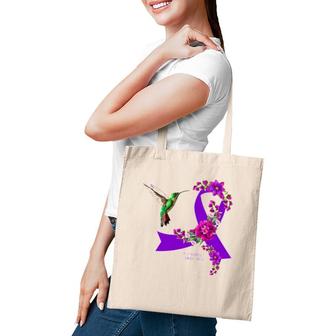 Purple Ribbon Alzheimer's Awareness Hummingbird Tote Bag | Mazezy