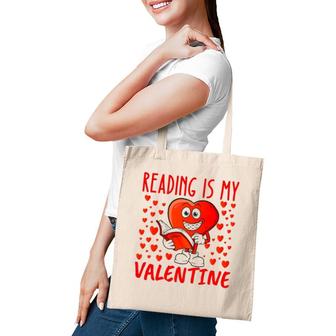 Reading Is My Valentine Heart Shape Read Book Valentine's Day Tote Bag | Mazezy