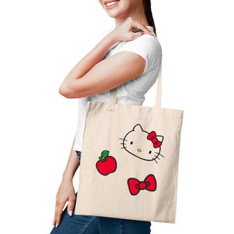 Retro Patches Red Apple Bow Tote Bag | Mazezy