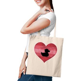 Retro Rubber Duck Valentine's Day Heart Lover Womens Gift Tote Bag | Mazezy