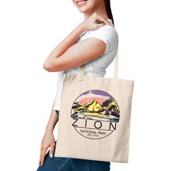 Retro Vintage Zion National Parks Tee Tote Bag | Mazezy