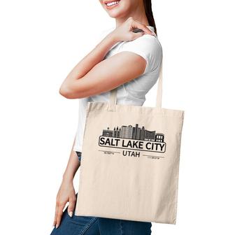 Salt Lake City Utah Cityscape, Travel To Salt Lake City Raglan Baseball Tee Tote Bag | Mazezy