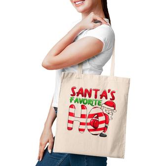 Santa's Favorite Ho Funny Girls Christmas Raglan Baseball Tee Tote Bag | Mazezy