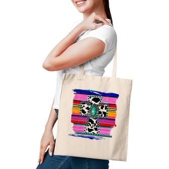Serape Cow Print Cross Cactus Serape Tote Bag | Mazezy