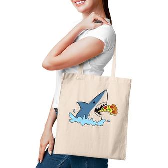 Shark Eating Pizza Cute Pizza Lover Gift Tote Bag | Mazezy