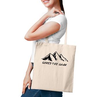 Shred The Gnar Mountains Skiing Tote Bag | Mazezy