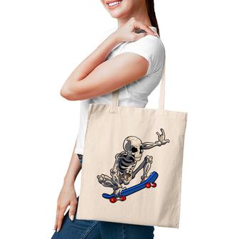 Skateboarding Skeleton Men Boys Skater Skateboard Halloween Tote Bag | Mazezy