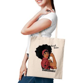 Social Worker Typography Awareness Gift Black Women Raglan Baseball Tee Tote Bag | Mazezy