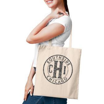 Southside Chicago Vintage Sign Black W Distress Black Print Tote Bag | Mazezy