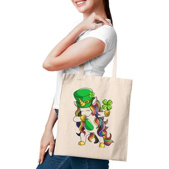 St Patrick's Day Dabbing Unicorn Girls Kids Women Tote Bag | Mazezy