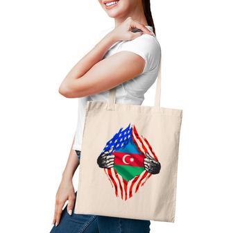 Super Azerbaijani Heritage Azerbaijan Roots Usa Flag Tote Bag | Mazezy