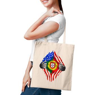 Super Portuguese Heritage Portugal Roots American Flag Gift Tote Bag | Mazezy