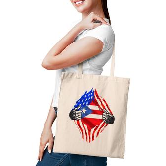 Super Puerto Rican Heritage Puerto Rico Roots Usa Flag Gift Tote Bag | Mazezy
