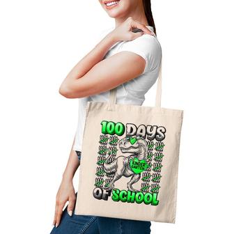 T-Rex 100 Days Of School Kindergarten 100 Days Smarter Boys Tote Bag | Mazezy