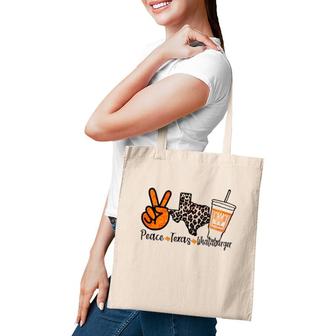 Texas Peace Whataburger Cup Leopard Map Sign Hand Tote Bag | Mazezy