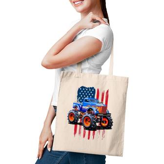 The Perfect American Flag Monster Truck's Rule Tote Bag | Mazezy