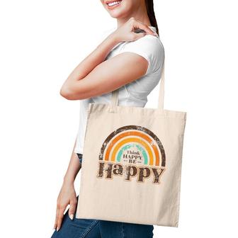Think Happy Be Happy Rainbow Tote Bag | Mazezy