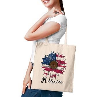 Tie Dye American Flag Sunflower 4Th July Graphic Plus Size Tote Bag | Mazezy
