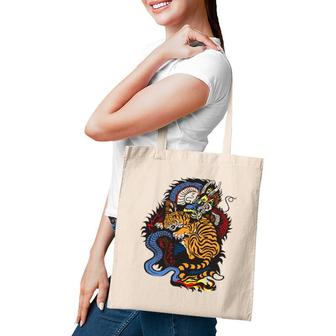Tiger Vs Dragon Lovers Gift Tote Bag | Mazezy
